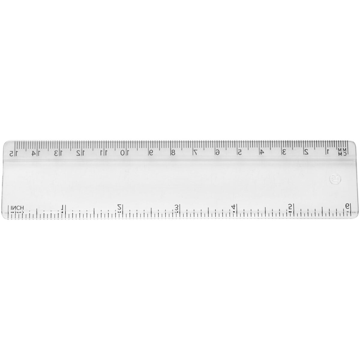 Renzo 15 cm plastic ruler – Transparent clear back view