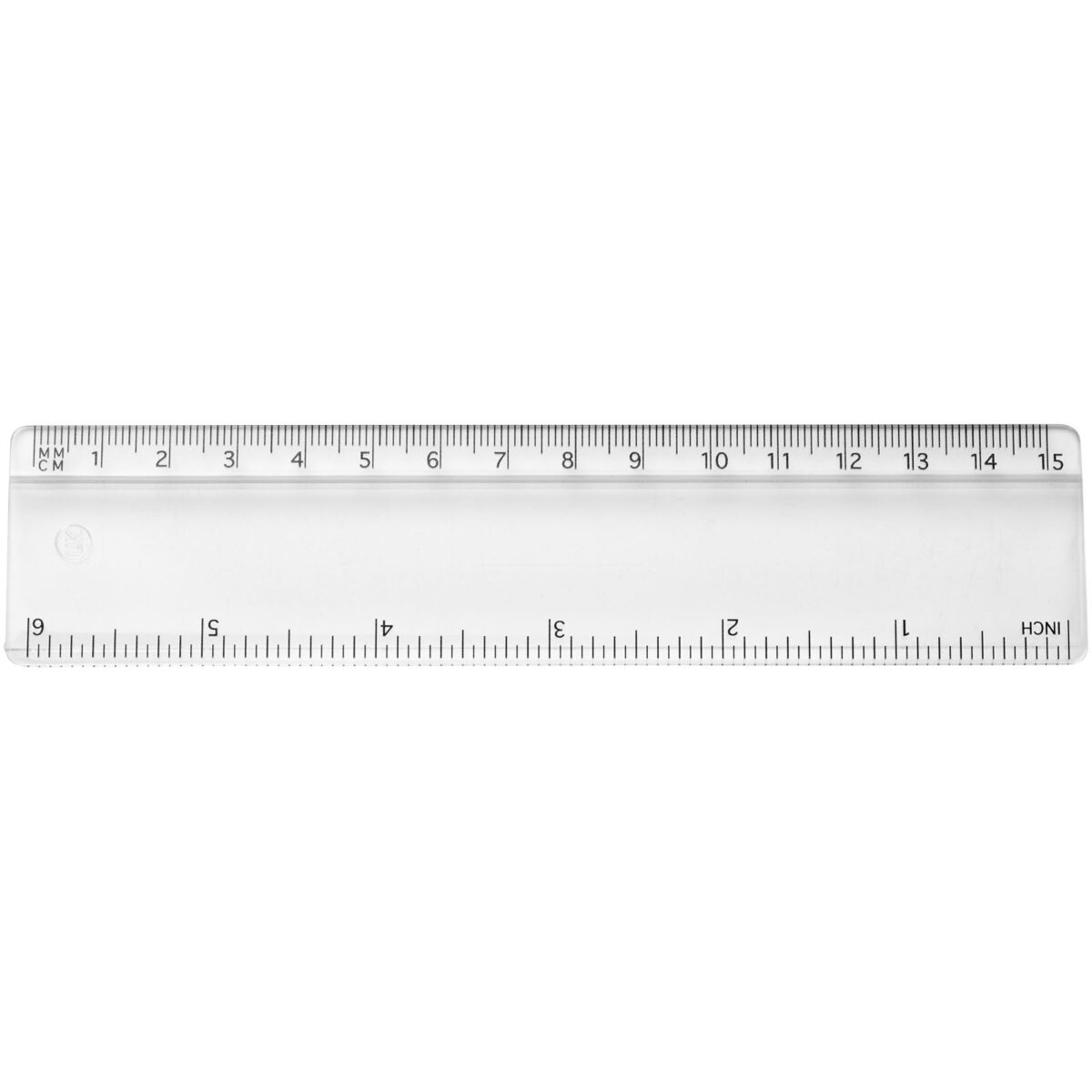 Renzo 15 cm plastic ruler – Transparent clear front view