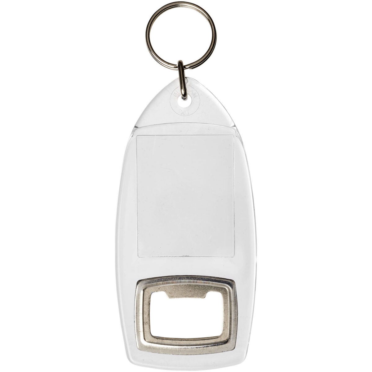 Jibe R1 bottle opener keychain – Transparent clear front view