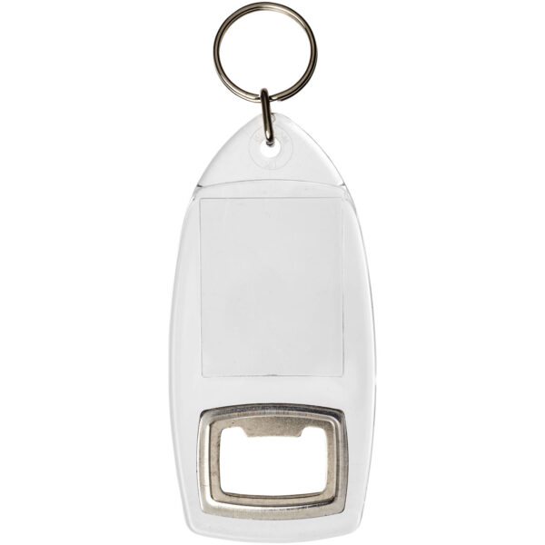 Jibe R1 bottle opener keychain – Transparent clear front view