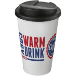 Americano® 350 ml tumbler with spill-proof lid – White with logo