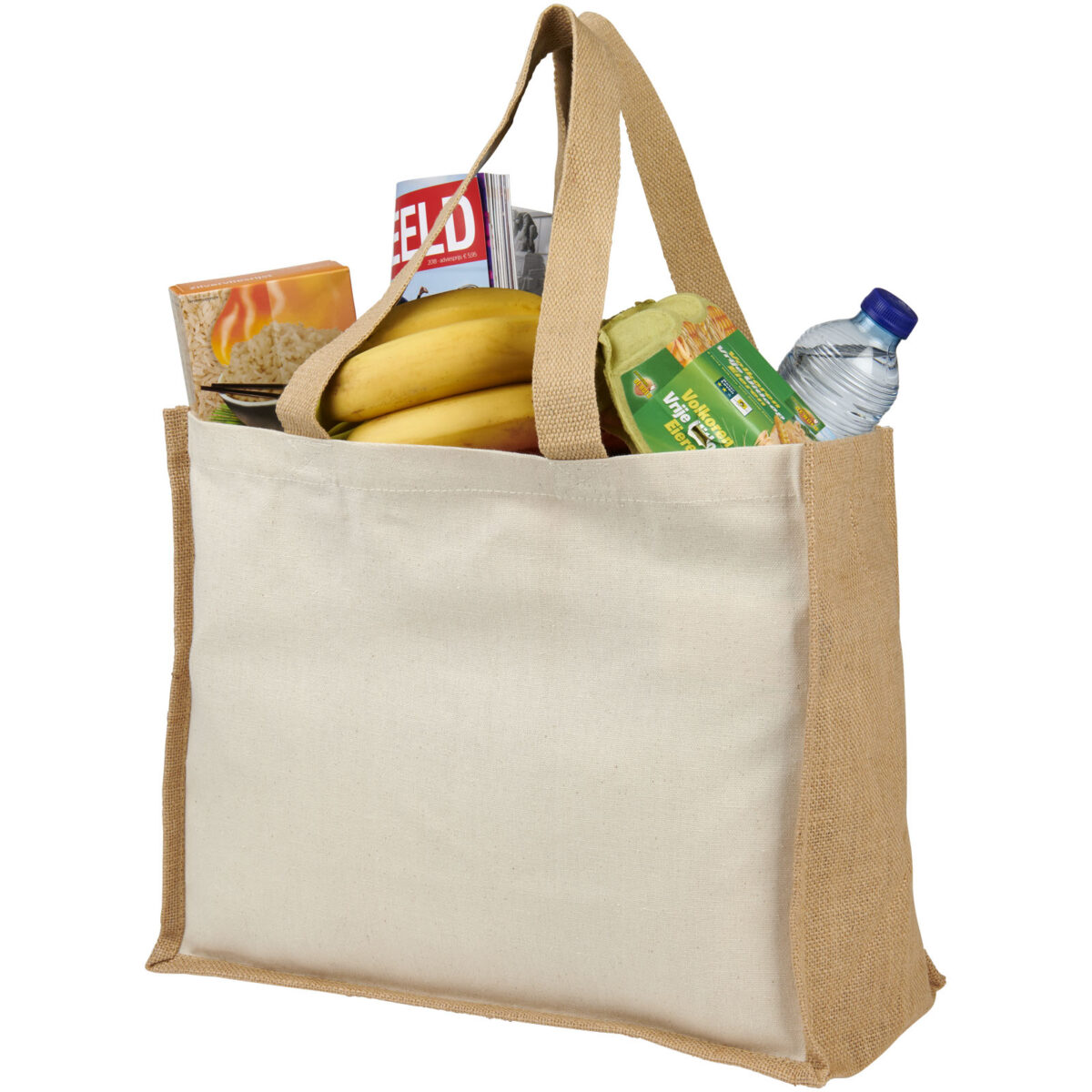Varai 320 g/m² canvas and jute shopping tote bag 23L – Natural extra view