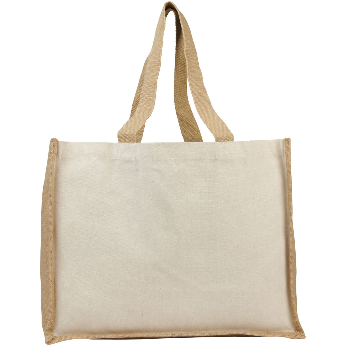 Varai 320 g/m² canvas and jute shopping tote bag 23L – Natural front view