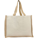 Varai 320 g/m² canvas and jute shopping tote bag 23L – Natural front view