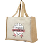 Varai 320 g/m² canvas and jute shopping tote bag 23L – Natural with logo