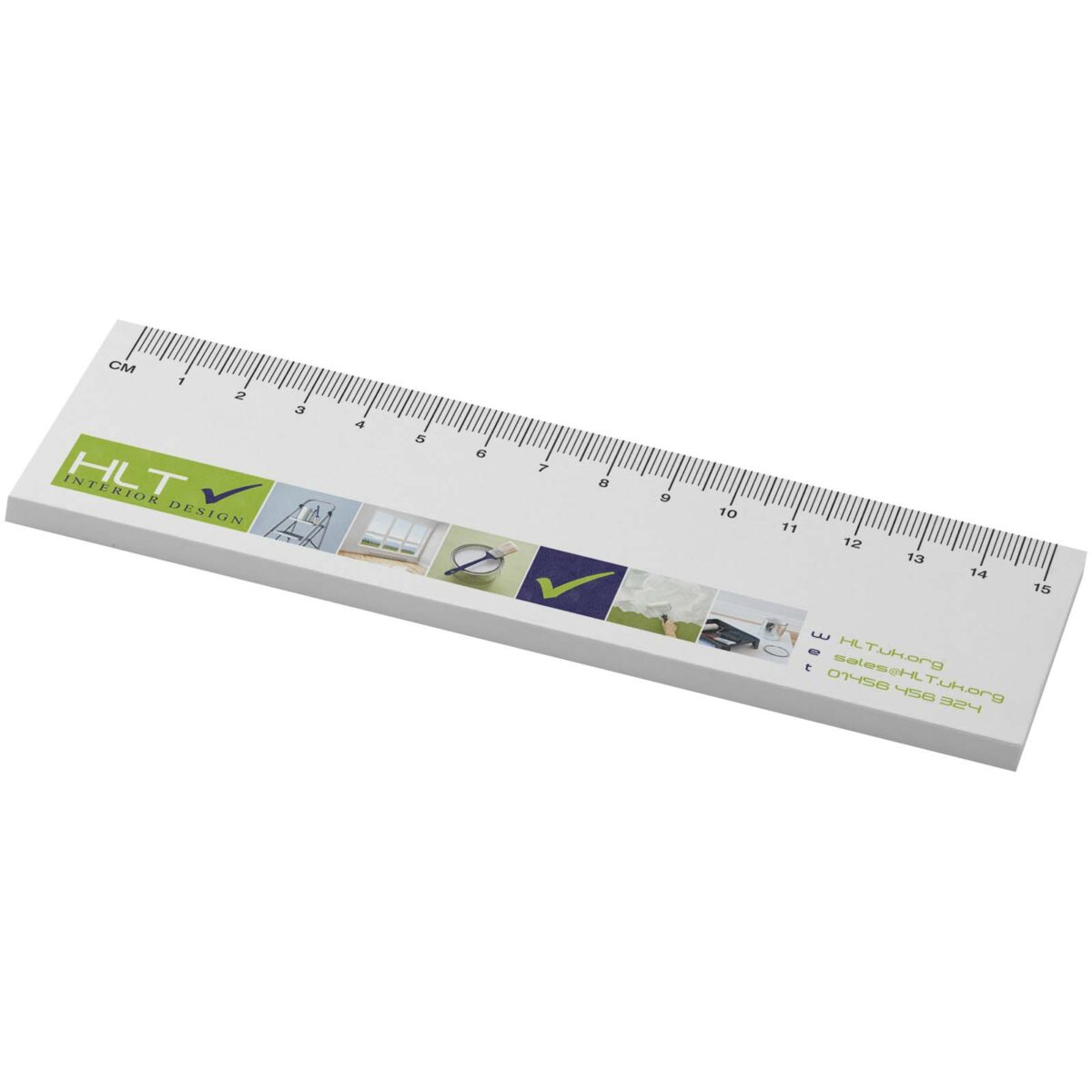 Sticky-Mate® recycled sticky notes with printed 15 cm ruler – White extra view