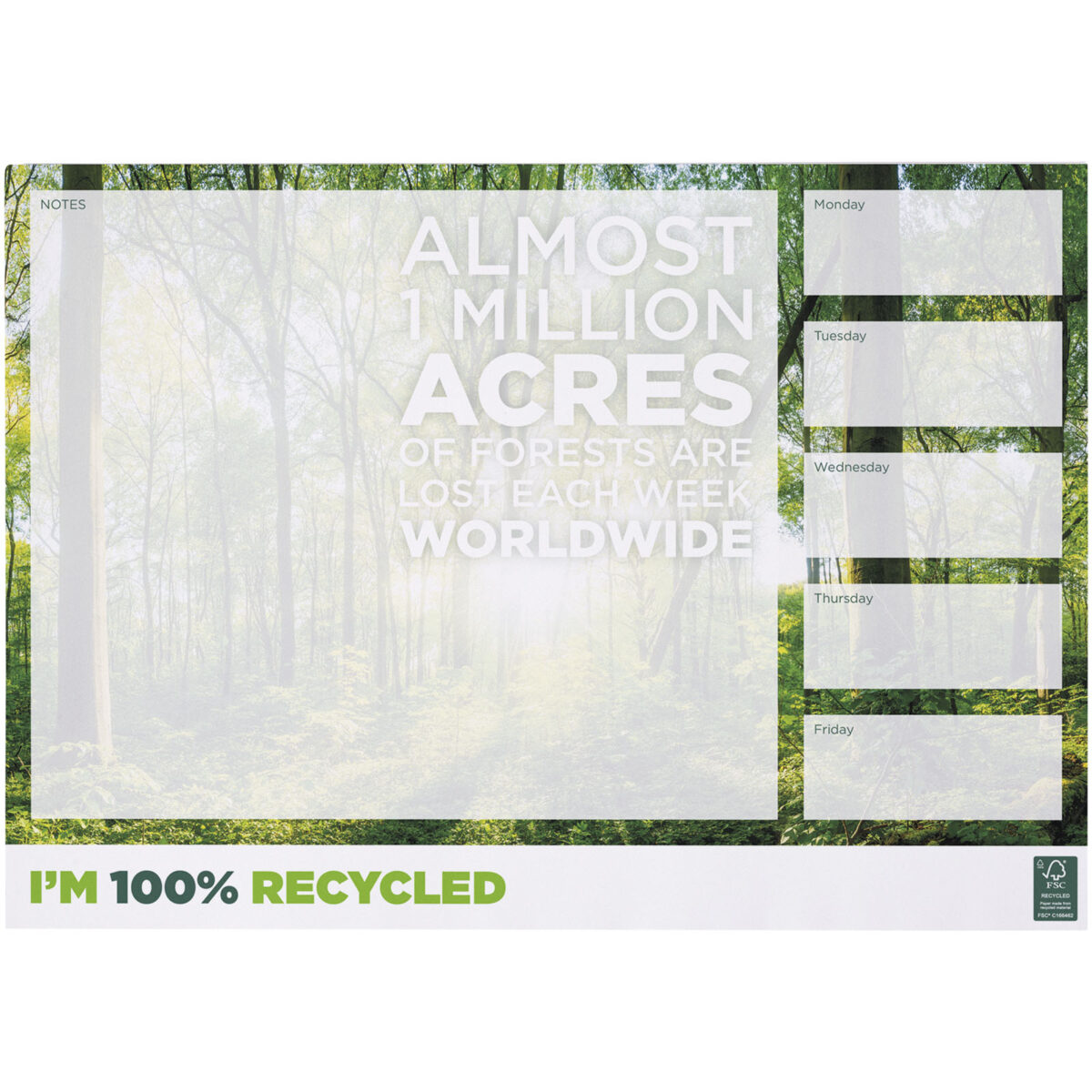 Desk-Mate® A3 recycled notepad – White front view