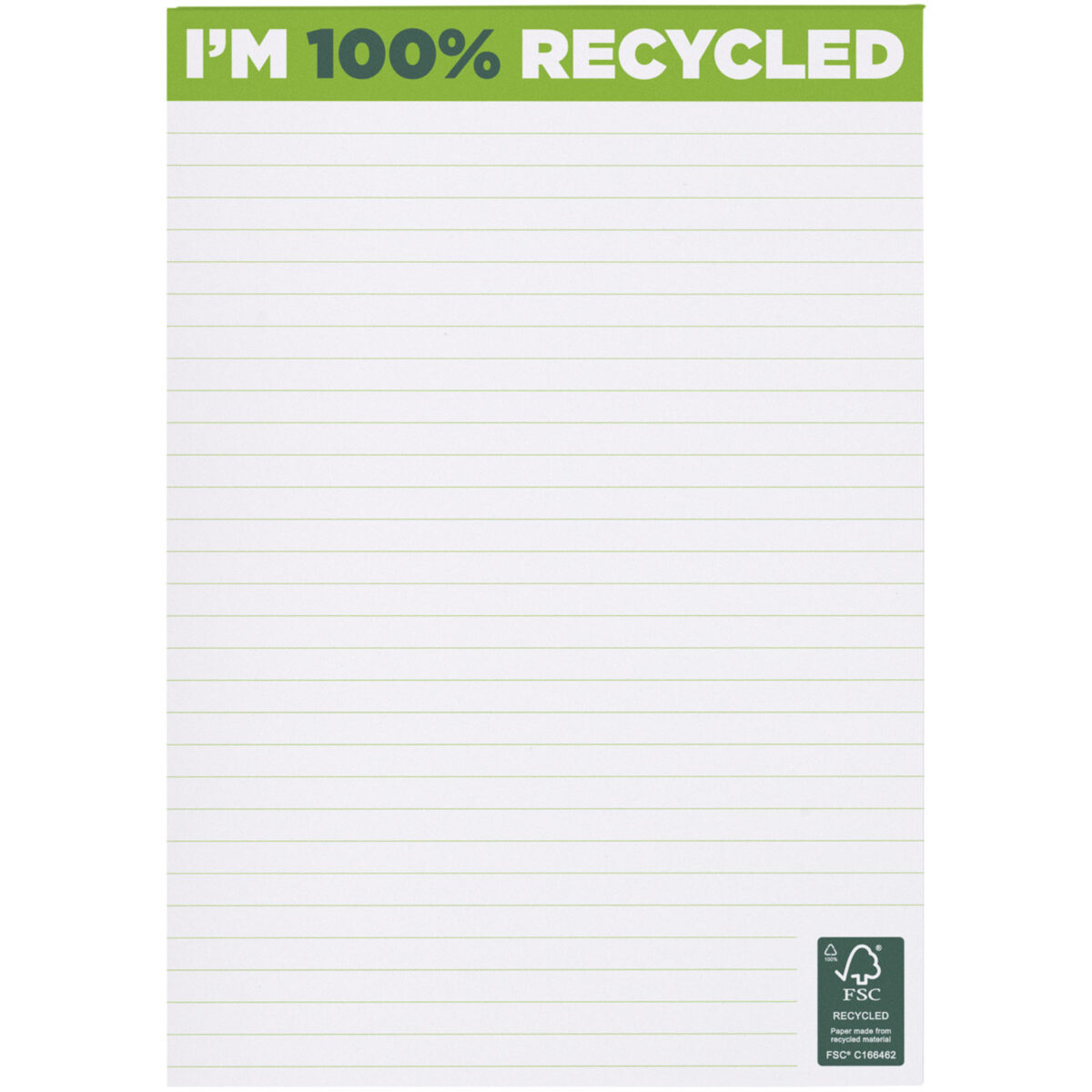 Desk-Mate® A5 recycled notepad – White front view