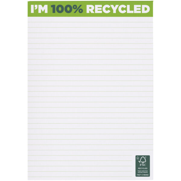 Desk-Mate® A5 recycled notepad – White front view