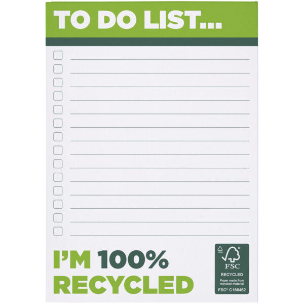 Desk-Mate® A6 recycled notepad – White front view