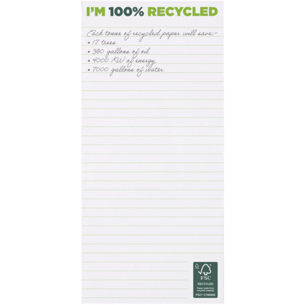 Desk-Mate® 1/3 A4 recycled notepad – White front view