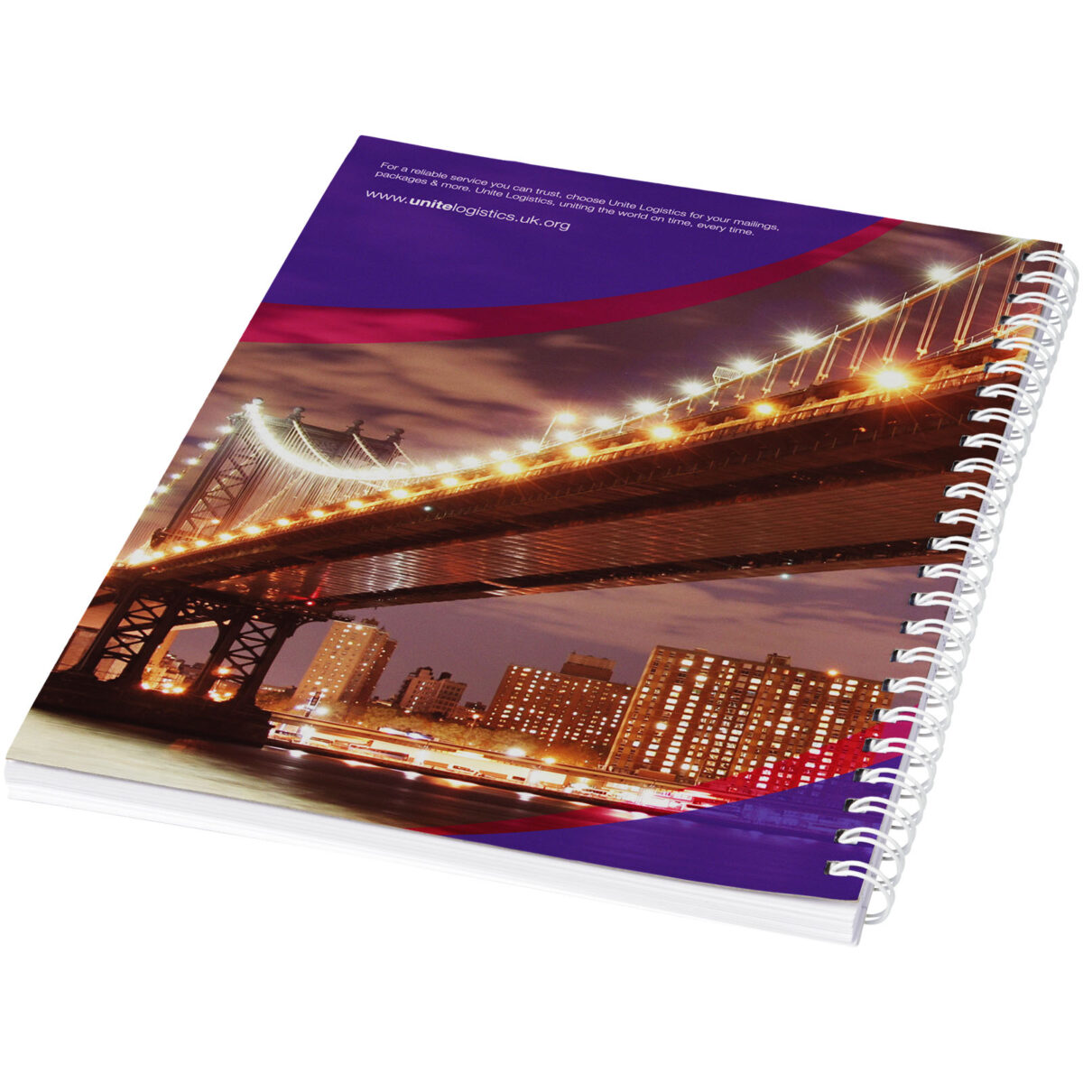 Desk-Mate® A4 spiral notebook with printed back cover – White back view