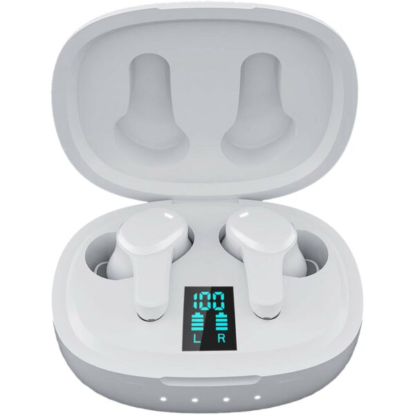 Prixton TWS159 ENC and ANC earbuds – White front view
