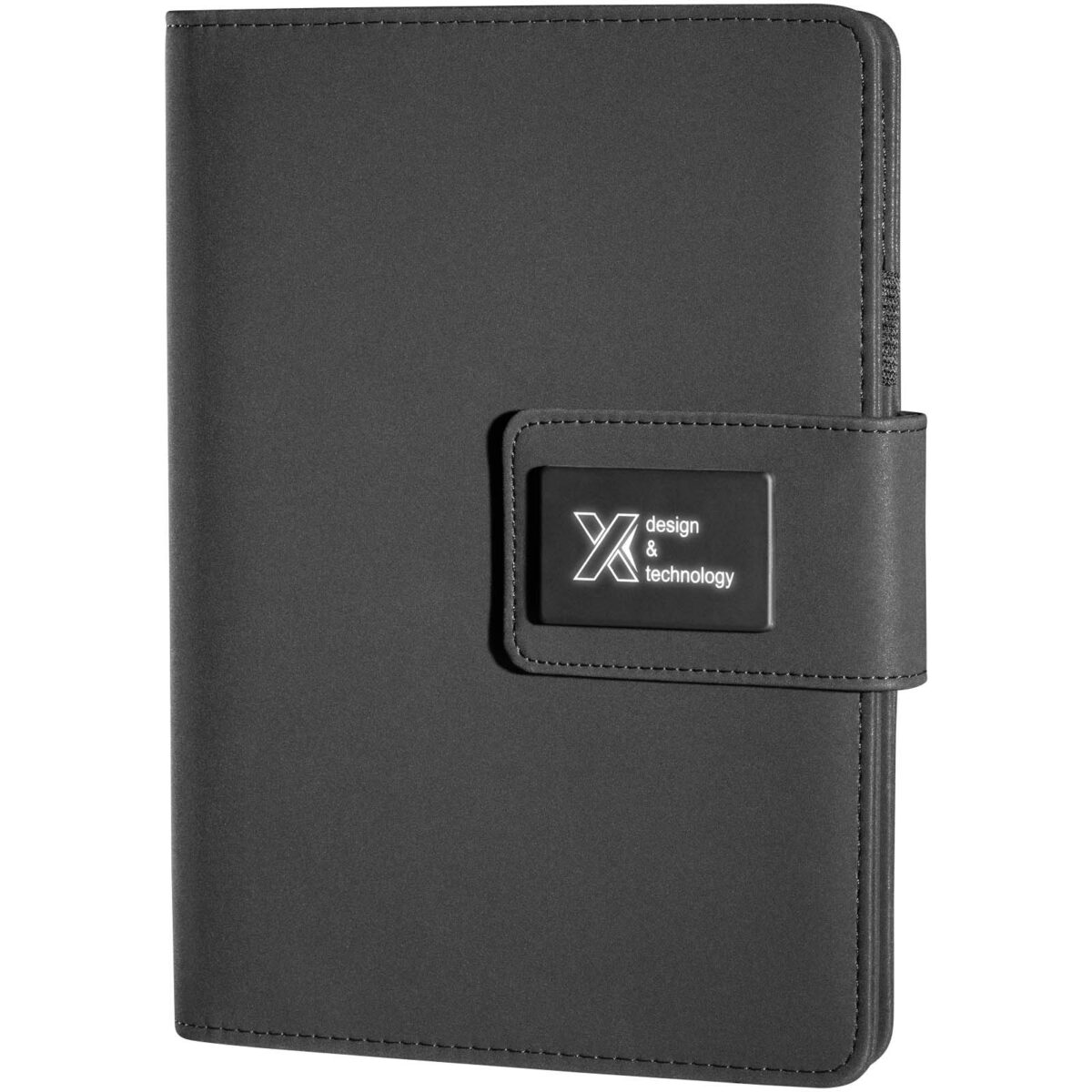 SCX.design O16 A5 light-up notebook power bank – Solid black front view