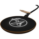 SCX.design W13 10W wooden wireless charging station – Brown with logo