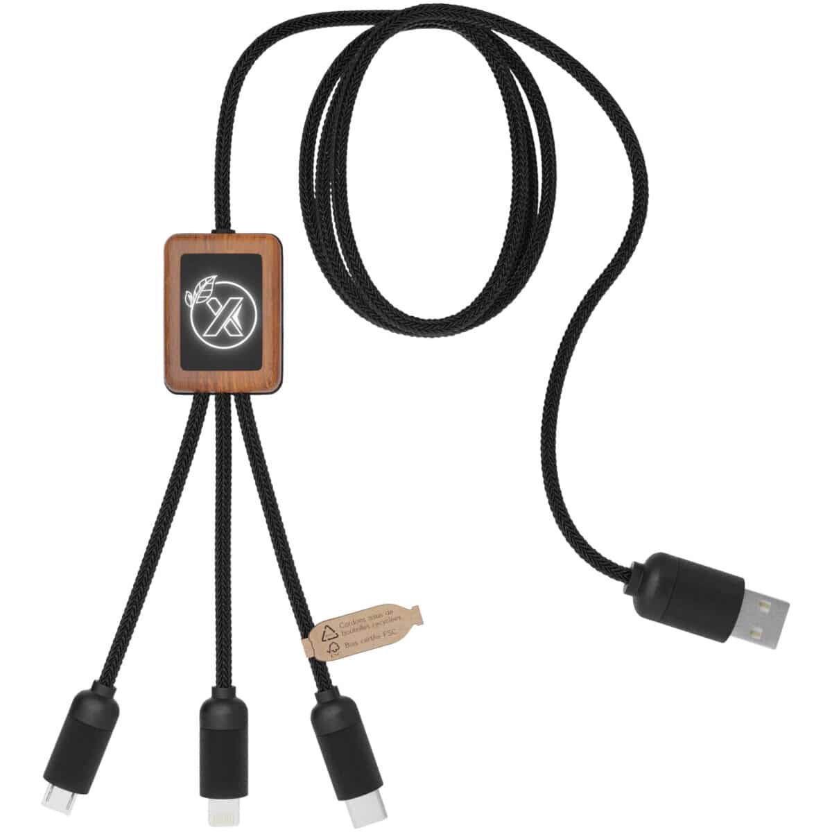 SCX.design C29 3-in-1 bamboo cable – Wood with logo
