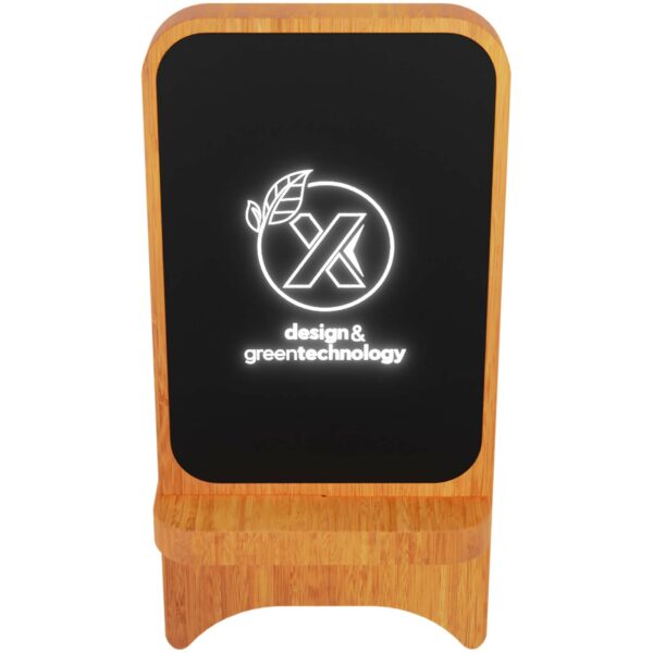 SCX.design W16 15W light-up wireless wooden stand – Wood front view