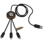 SCX.design C36 3-in-1 rPET light-up logo extended charging cable with round bamboo casing – Wood extra view