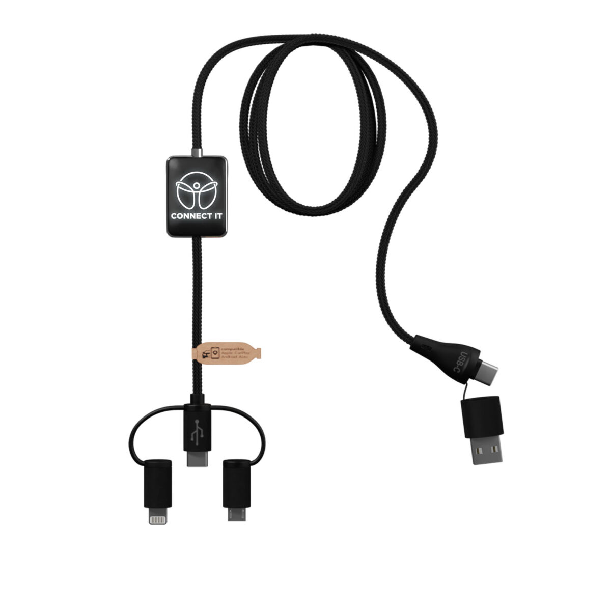 SCX.design C48 CarPlay 5-in-1 charging cable – Solid black with logo