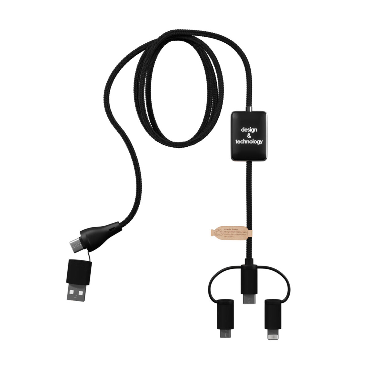 SCX.design C48 CarPlay 5-in-1 charging cable – Solid black front view