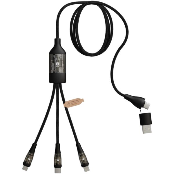 SCX.design C50 5-in-1 fast charging 100W/5A cable with digital display – Solid black back view