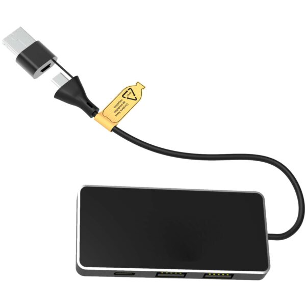 SCX.design H20 8-in-1 USB hub with dual input and 6-ports – Solid black front view