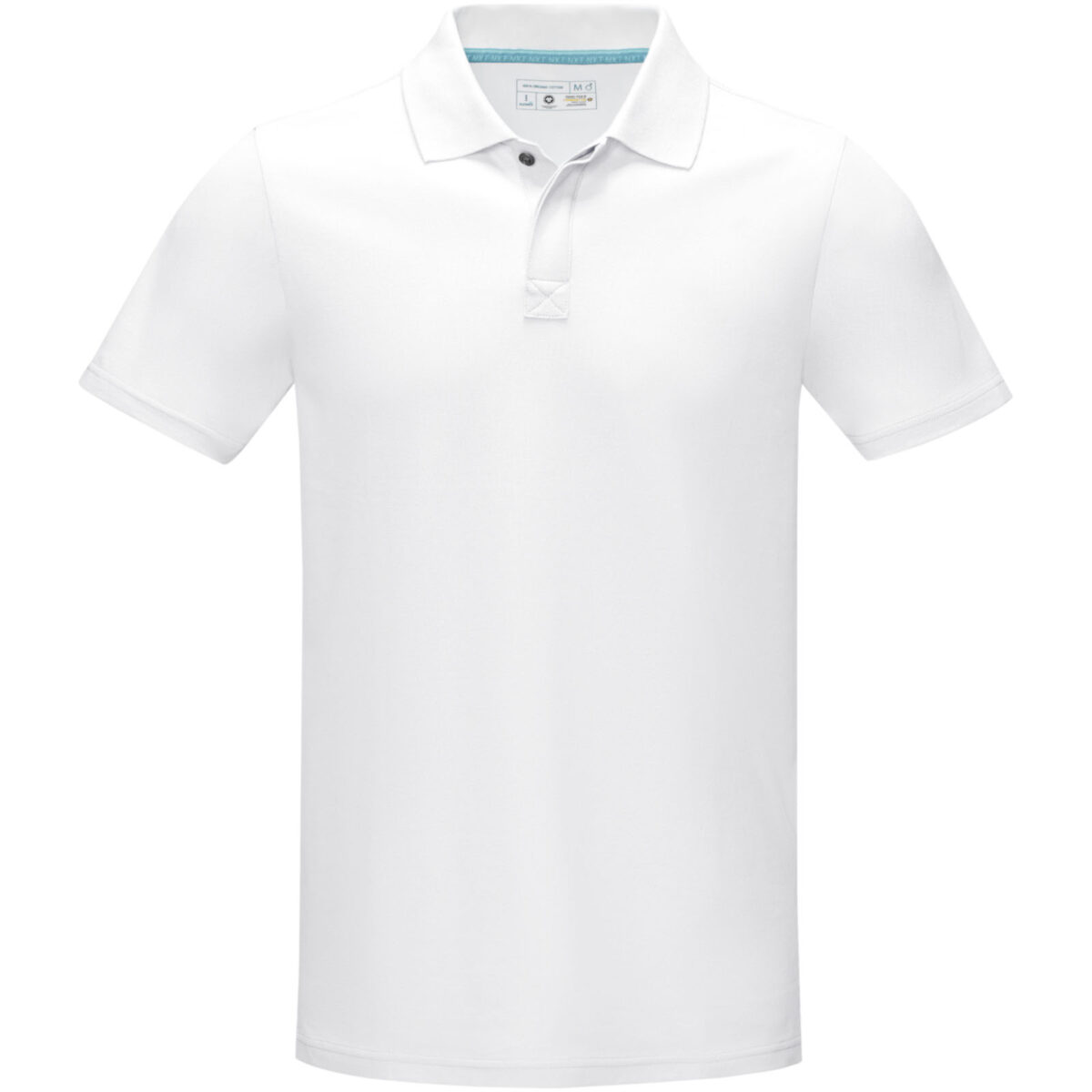 Graphite short sleeve men’s organic polo – White front view