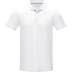 Graphite short sleeve men’s organic polo – White front view