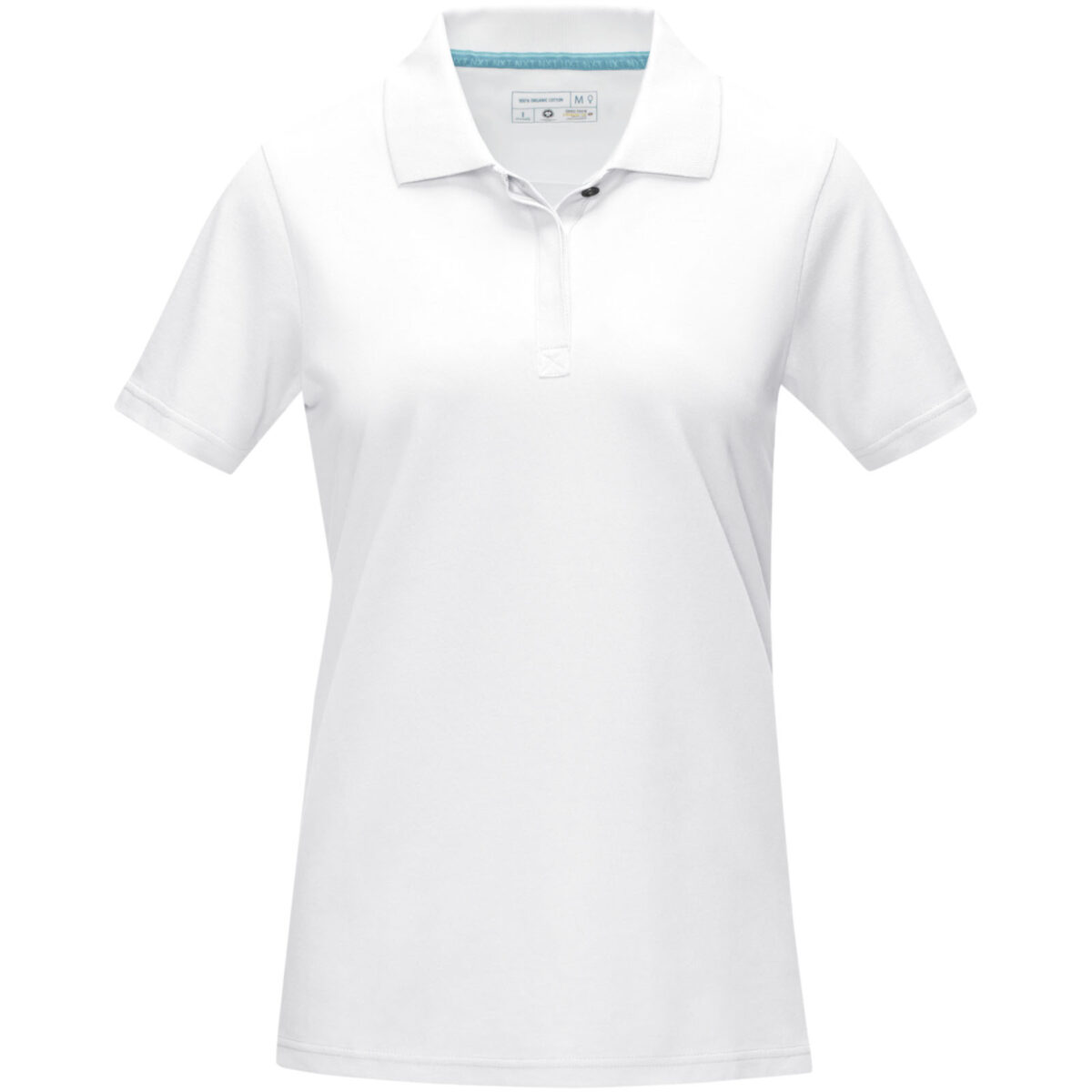 Graphite short sleeve women’s organic polo – White front view