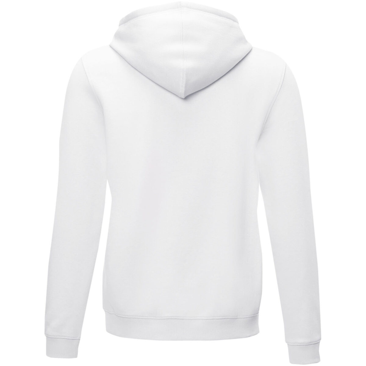 Ruby men’s organic recycled full zip hoodie – White back view