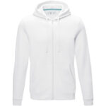 Ruby men’s organic recycled full zip hoodie – White front view