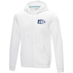 Ruby men’s organic recycled full zip hoodie – White with logo