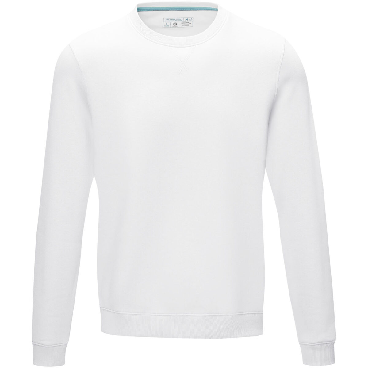 Jasper men’s organic recycled crewneck sweater – White front view