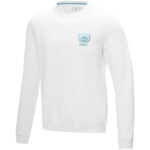 Jasper men’s organic recycled crewneck sweater – White with logo