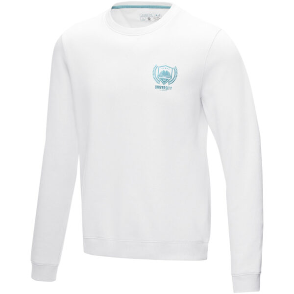 Jasper men’s organic recycled crewneck sweater – White with logo