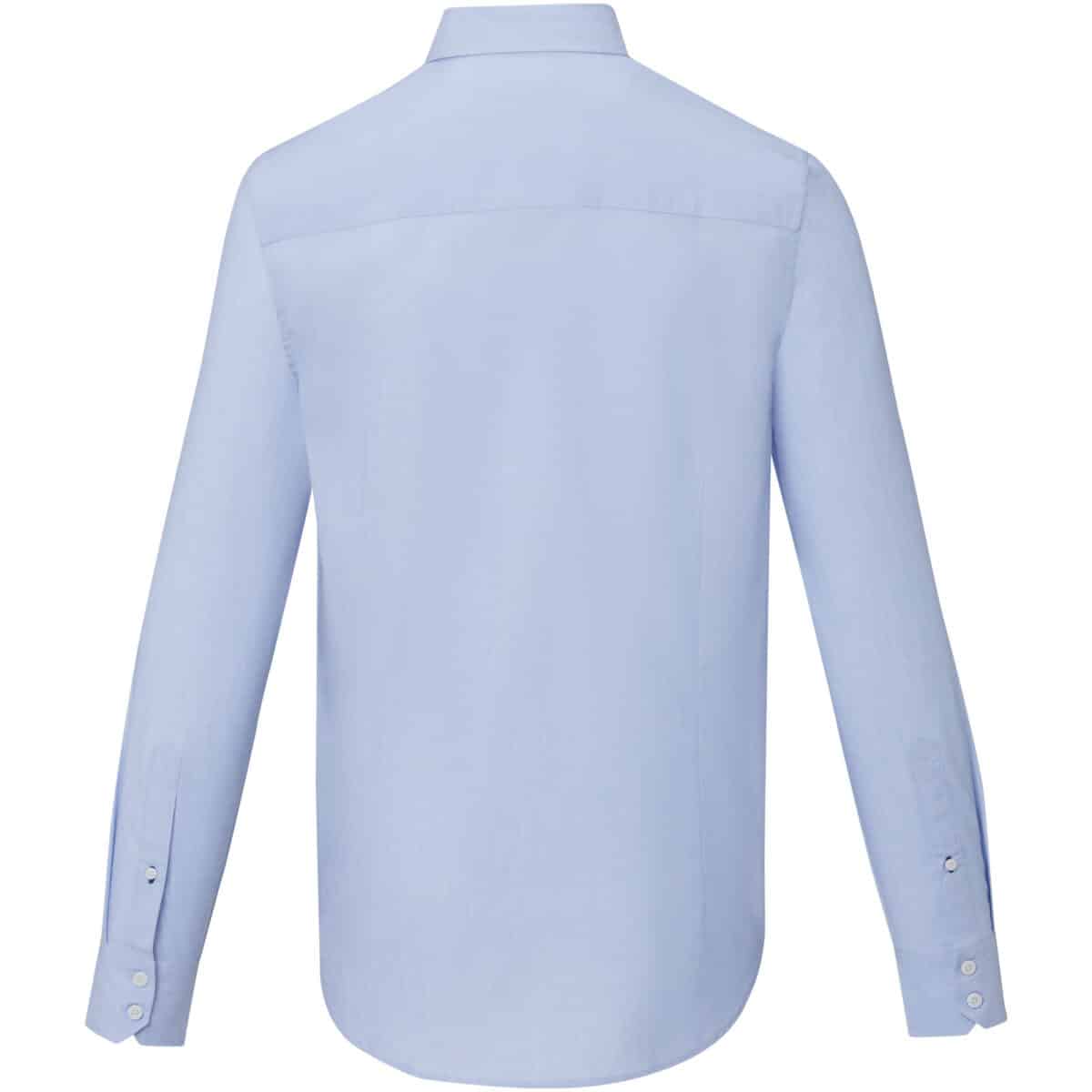 Cuprite long sleeve men's organic shirt – Light blue back view