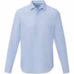 Cuprite long sleeve men's organic shirt – Light blue front view