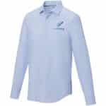 Cuprite long sleeve men's organic shirt – Light blue with logo