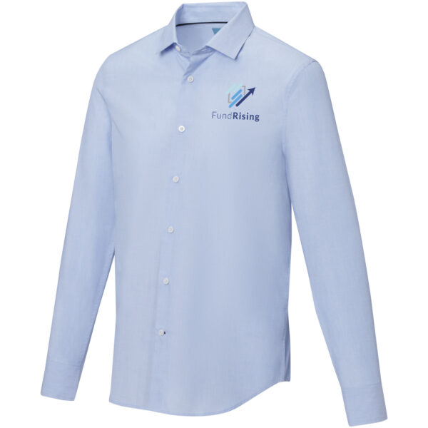 Cuprite long sleeve men's organic shirt – Light blue with logo