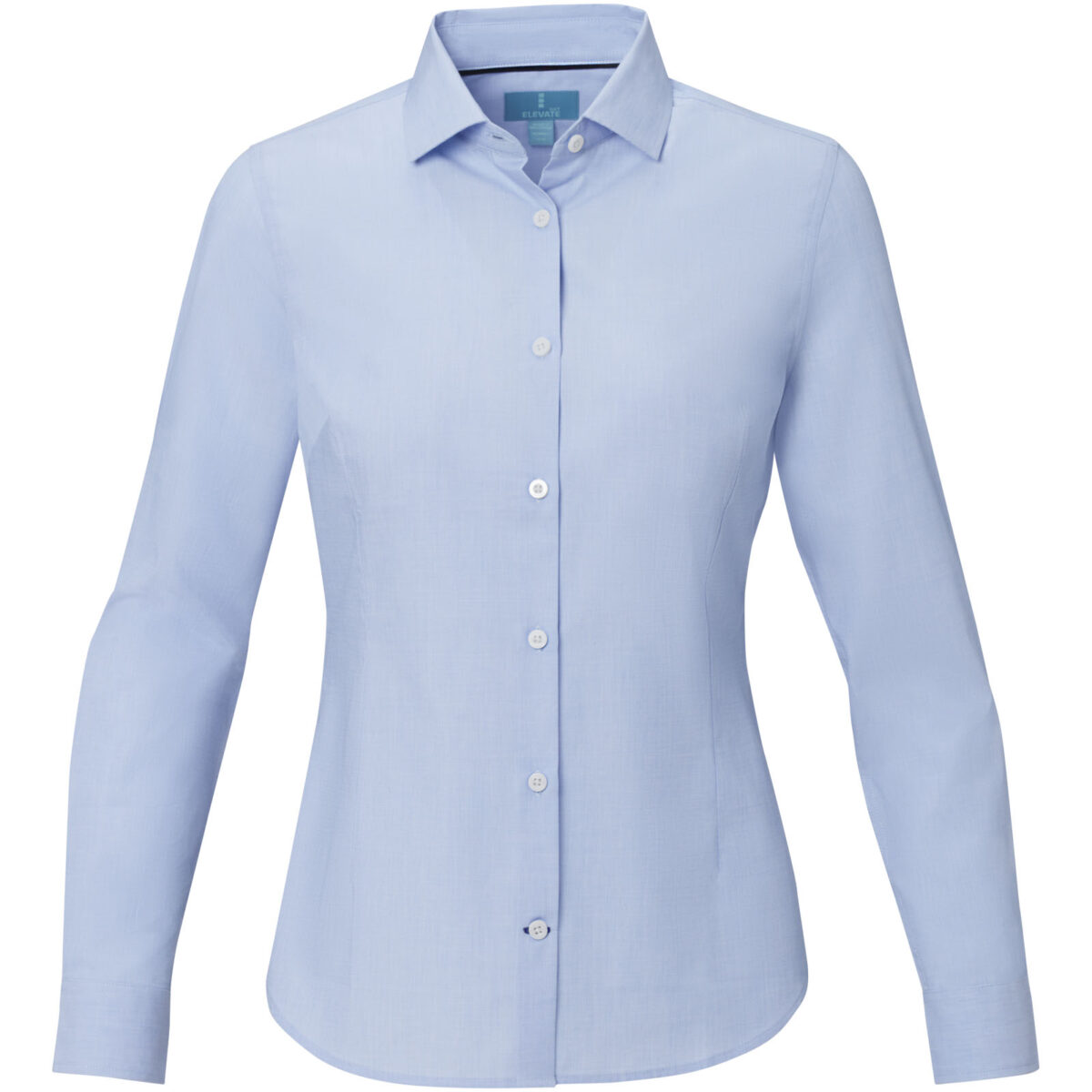 Cuprite long sleeve women's organic shirt – Light blue front view