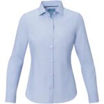 Cuprite long sleeve women's organic shirt – Light blue front view