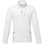 Amber men's GRS recycled full zip fleece jacket – White front view