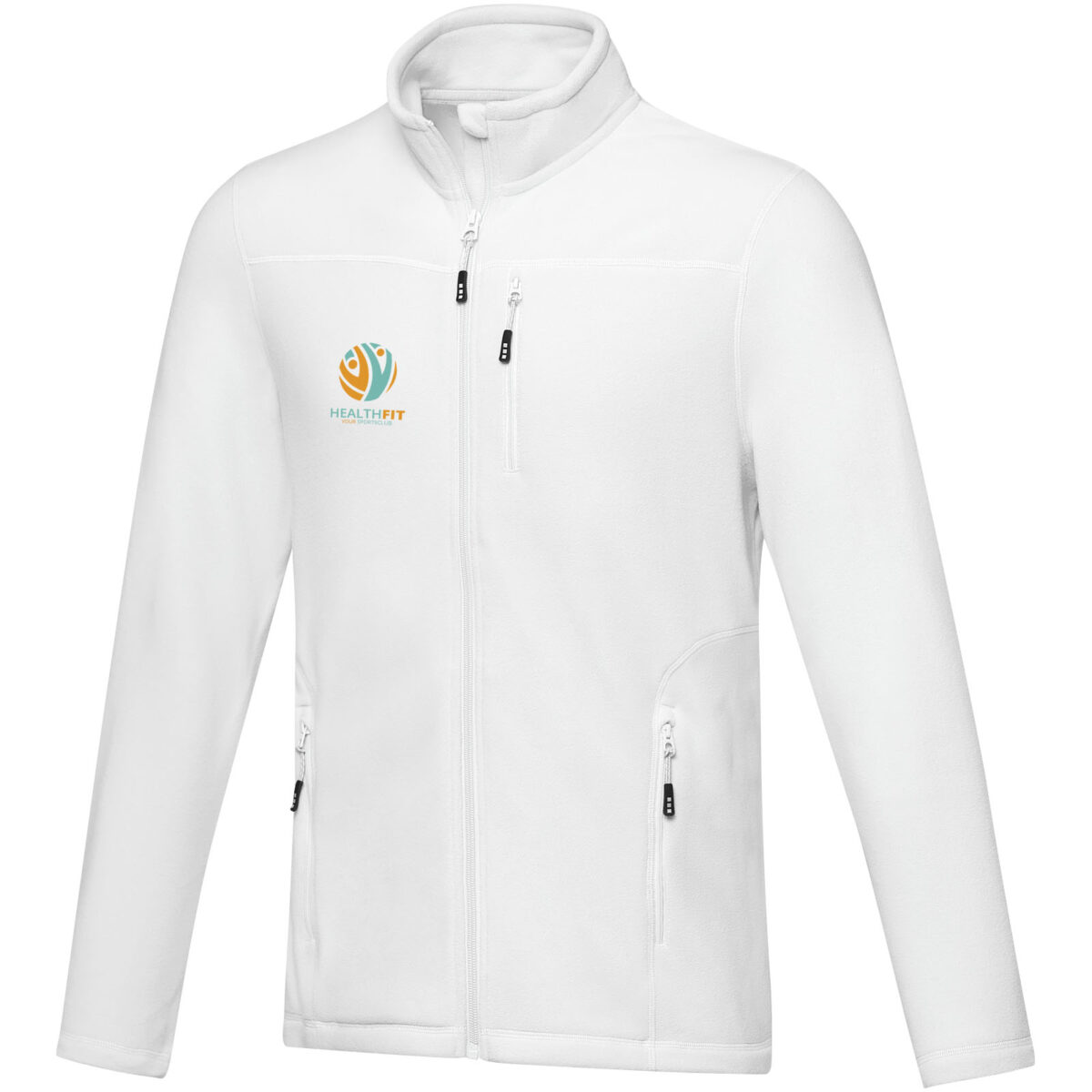 Amber men's GRS recycled full zip fleece jacket – White with logo
