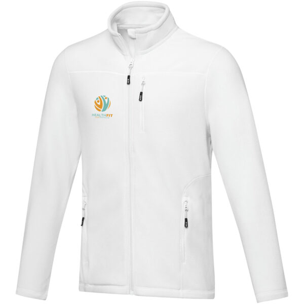 Amber men's GRS recycled full zip fleece jacket – White with logo
