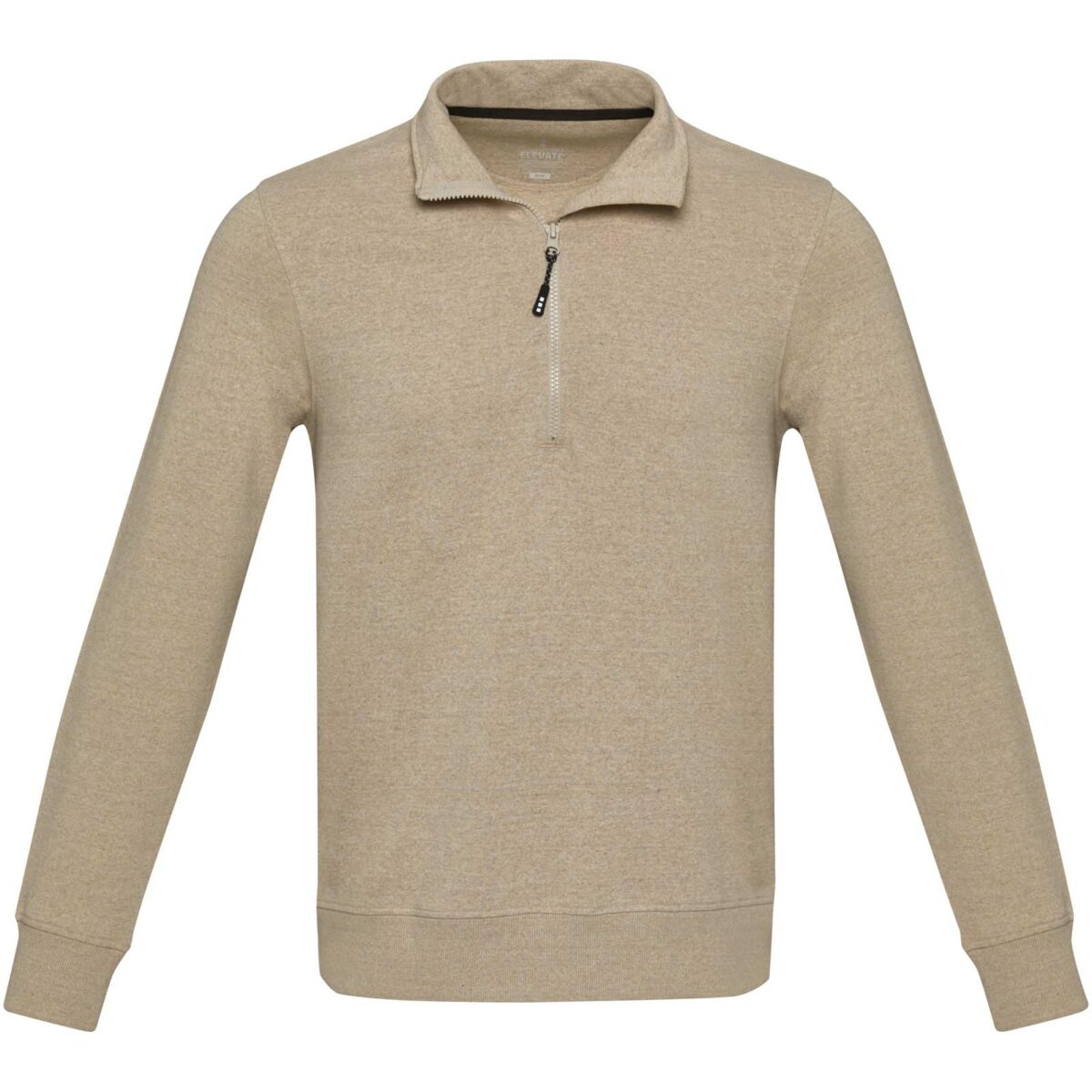 Tin unisex Aware™ recycled quarter zip sweater – Oatmeal front view