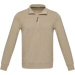 Tin unisex Aware™ recycled quarter zip sweater – Oatmeal front view