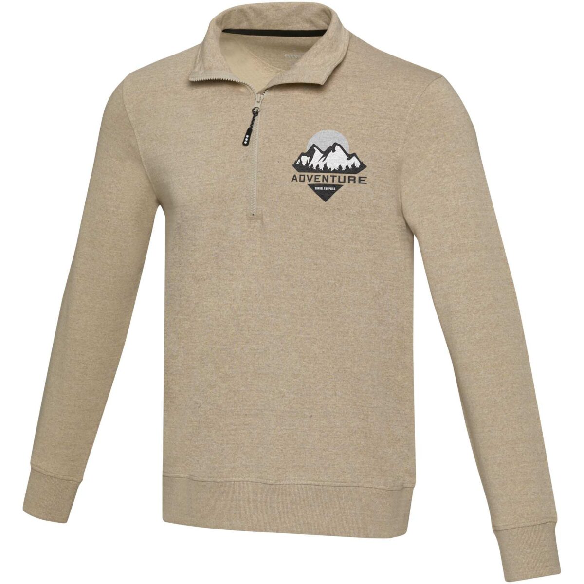 Tin unisex Aware™ recycled quarter zip sweater – Oatmeal with logo