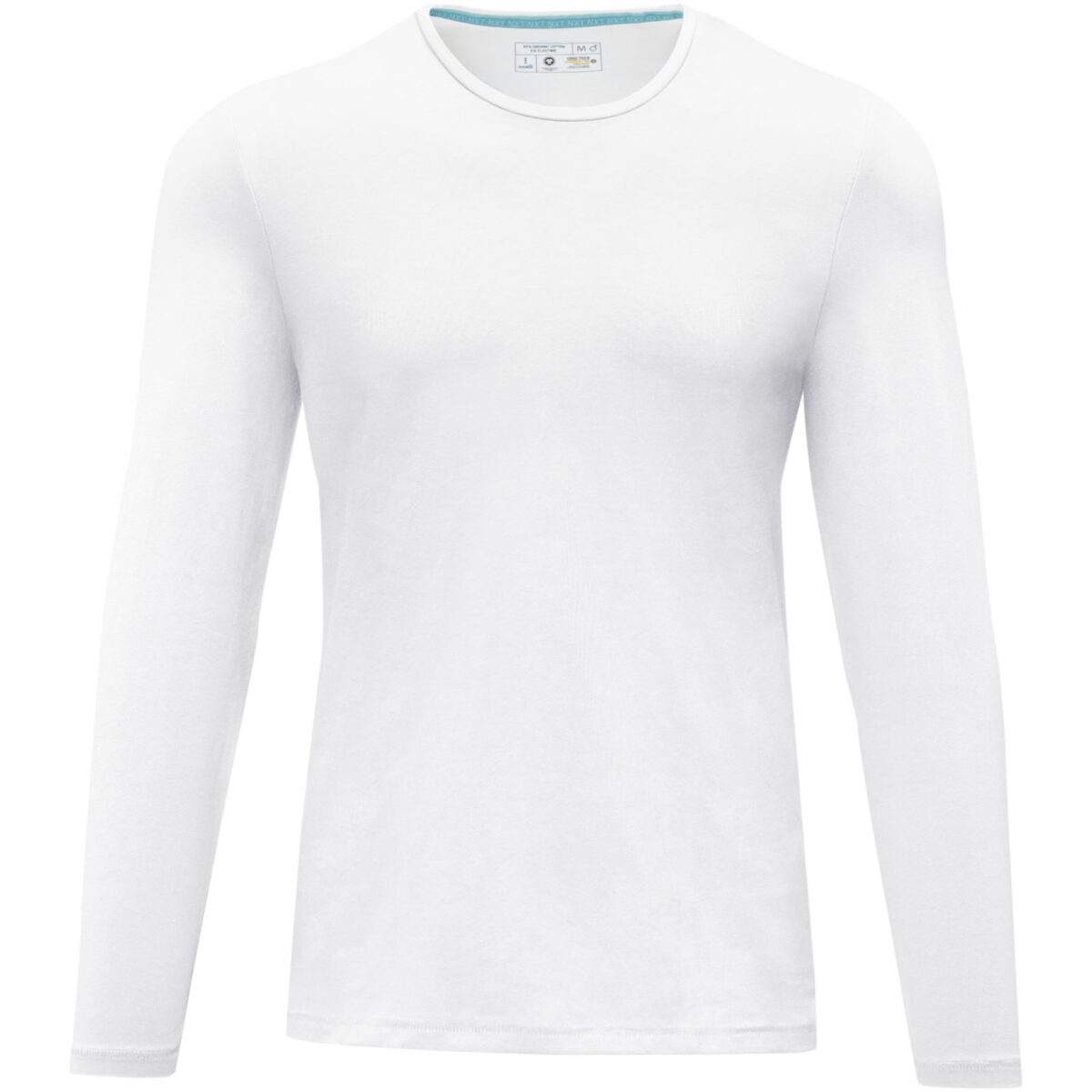 Ponoka long sleeve men's organic t-shirt – White front view