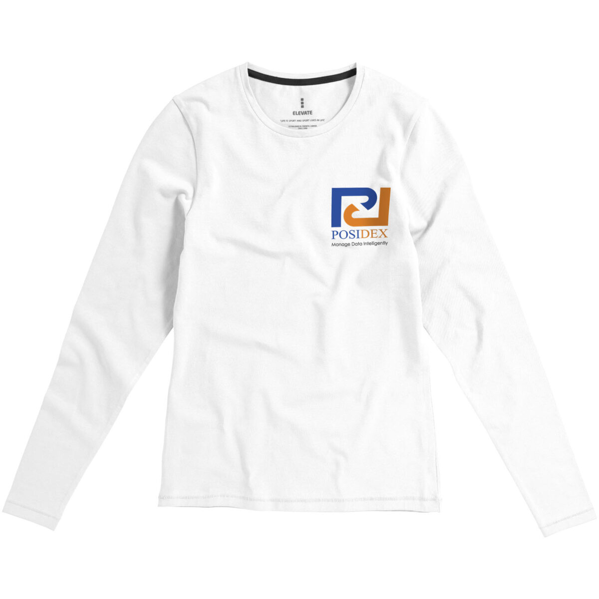 Ponoka long sleeve women's organic t-shirt – White with logo