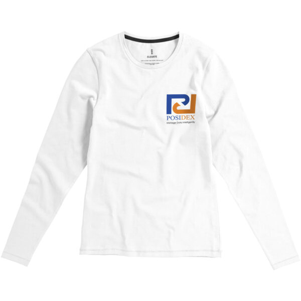 Ponoka long sleeve women's organic t-shirt – White with logo